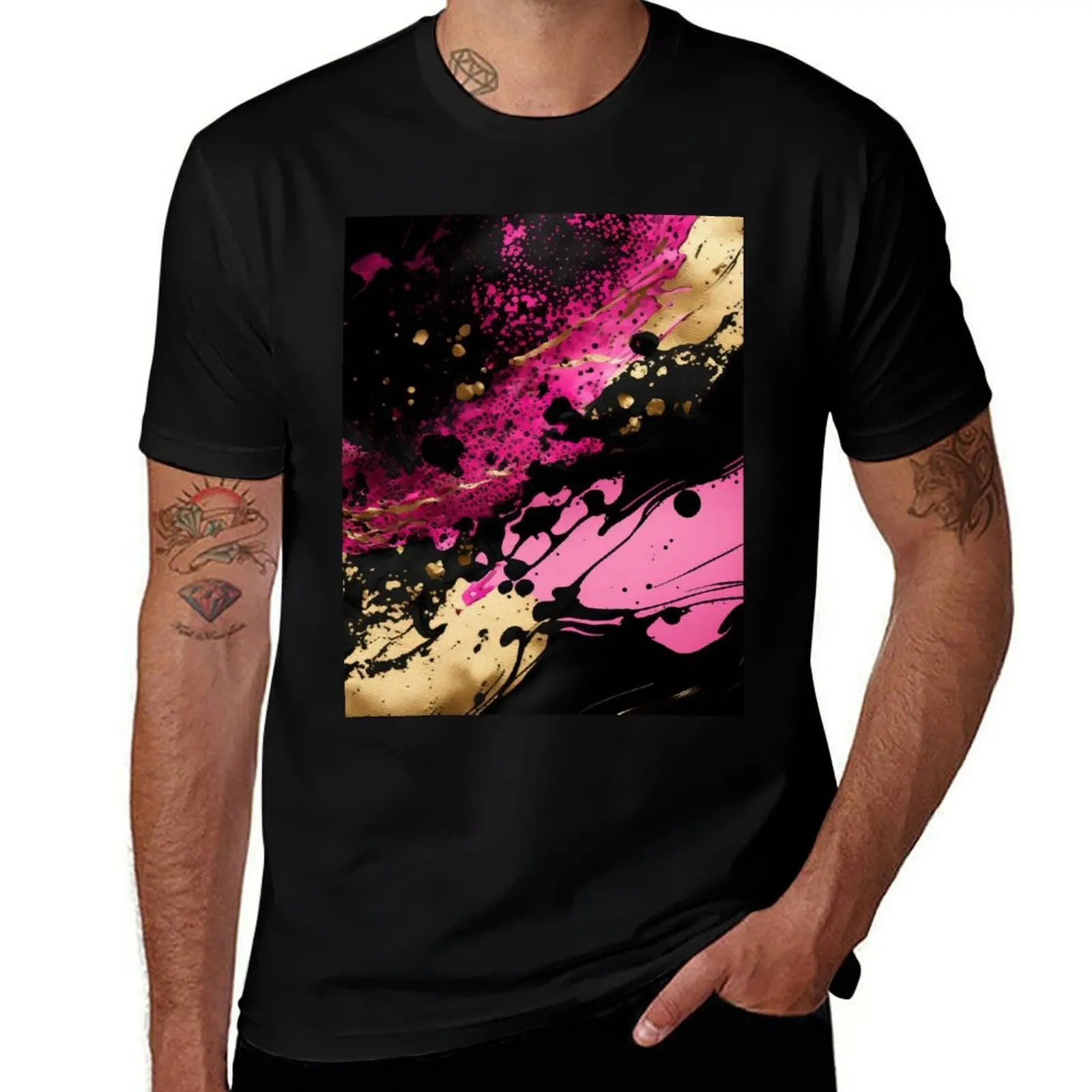 

Pink, Black and Gold Luxury Pattern 3 T-Shirt basketball graphic tees luxury t-shirt luxury designer men clothing