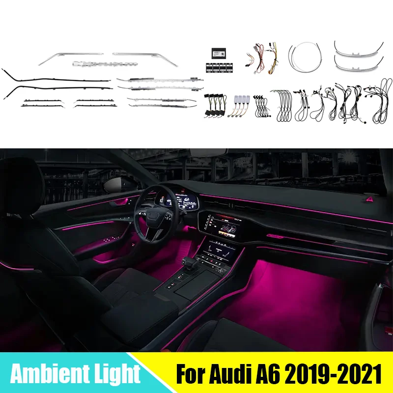 

32 Colors Car LED Ambient Light For Audi A6 2019-2021 40 Lights Modification Upgrade Interior Atmosphere Light