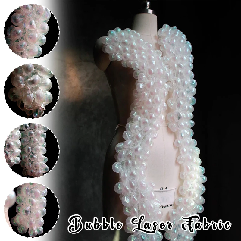 90x20cm Foam Heat-setting Fabric Laser See-through Three-dimensional Concave Shape Lace Clothing DIY Designer Fabric