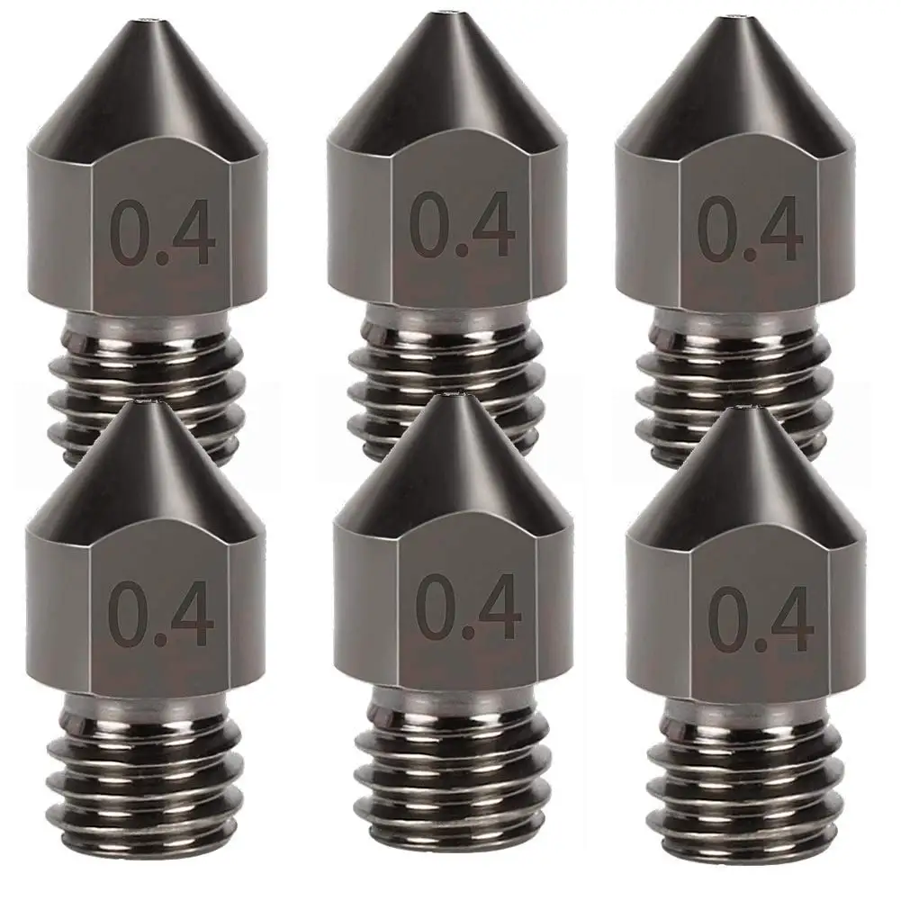 

6 Pcs MK8 Hardened Steel Nozzle 0.2mm 0.3mm 0.4 mm 0.6mm 0.8mm 1.0mm Nozzle 1.75 mm 3D Printer for Makerbo Creality CR-10