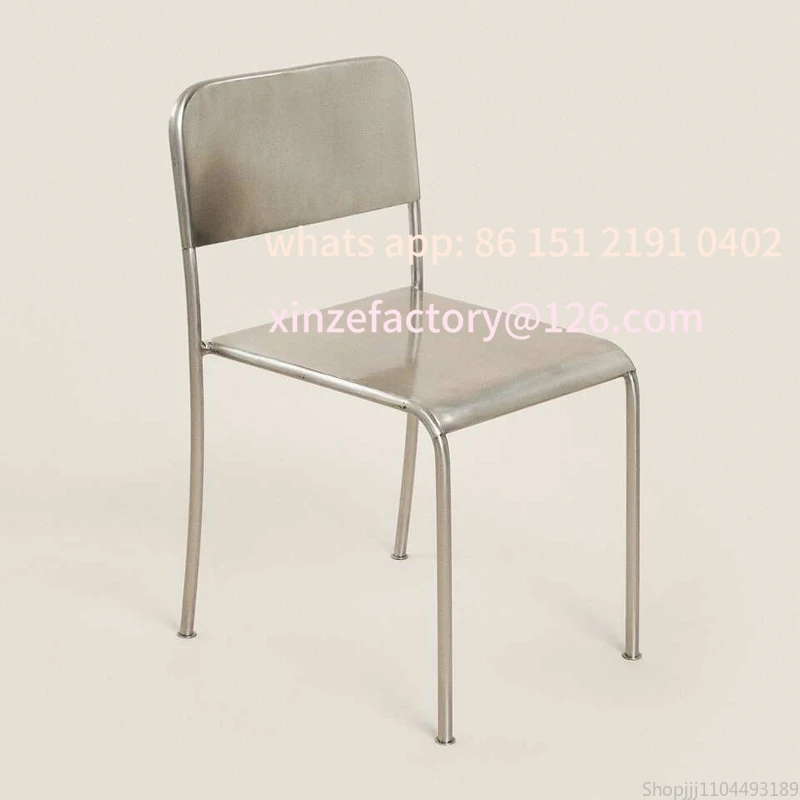 

Customizable Industrial Dining Chair - Modern Metal Cafe Stool, Stainless Steel Luxury Home Decor for Villa/Homestay