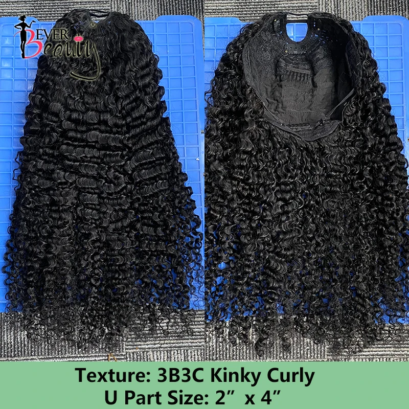 3B 3C Kinky Krullend Pruik U Deel Pruiken Voor Vrouwen Menselijk Haar Pruik Mongoolse Afro Kinky Krullend V Deel Korte bob Cut Pruik Zwart Ooit Schoonheid