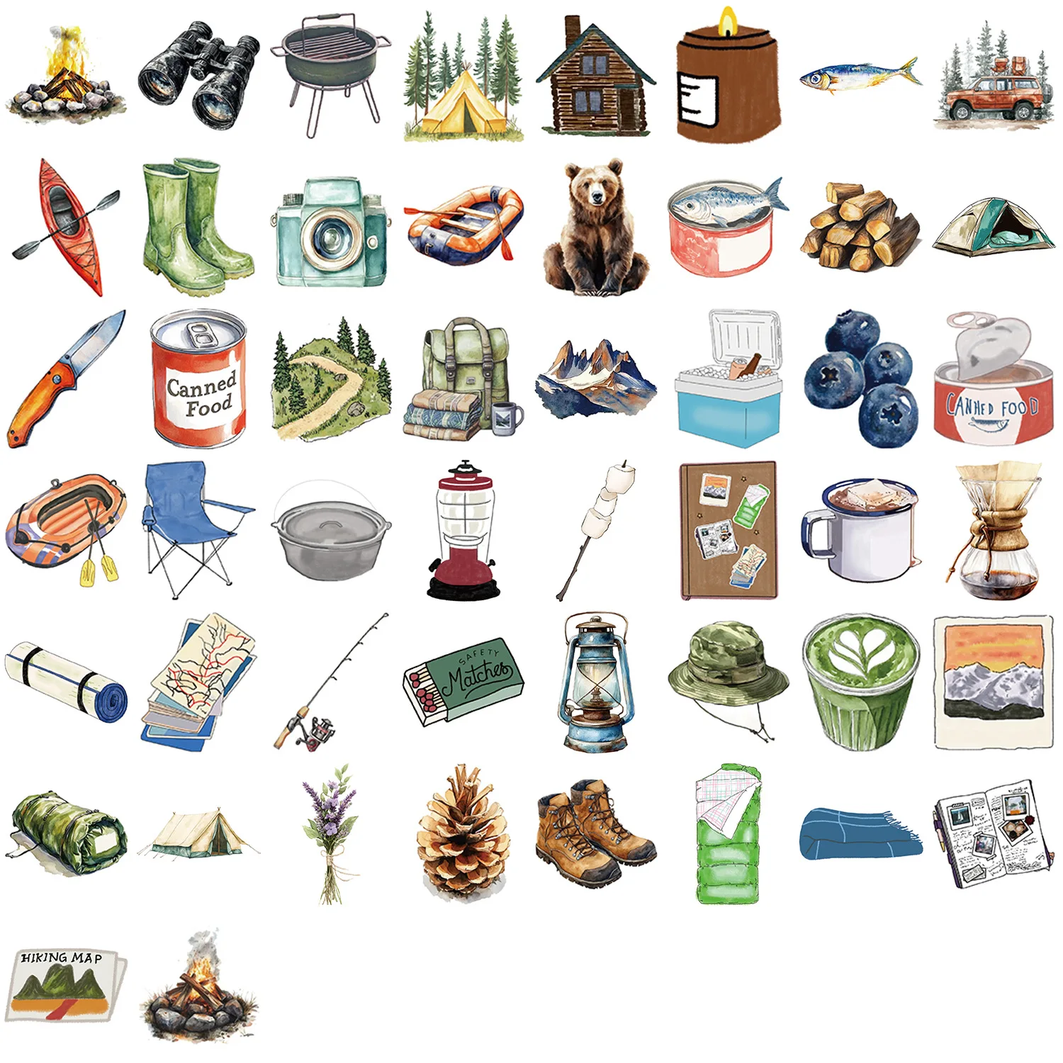 50 SZTUK Kreskówkowe Naklejki Akwarelowe na Zewnątrz, na Kemping, Graffiti, Dekoracyjne Naklejki na Gitarę, Laptopa, Bagaż, Artykuły Papiernicze, Wodoodporne Naklejki