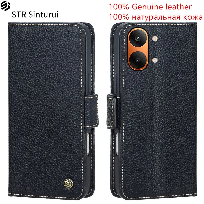

STR 100% Genuine leather lychee grain card Slot Wallet Cover For Xiaomi Redmi Turbo 5 Max 4 Pro 3 Flip shockproof phone Case