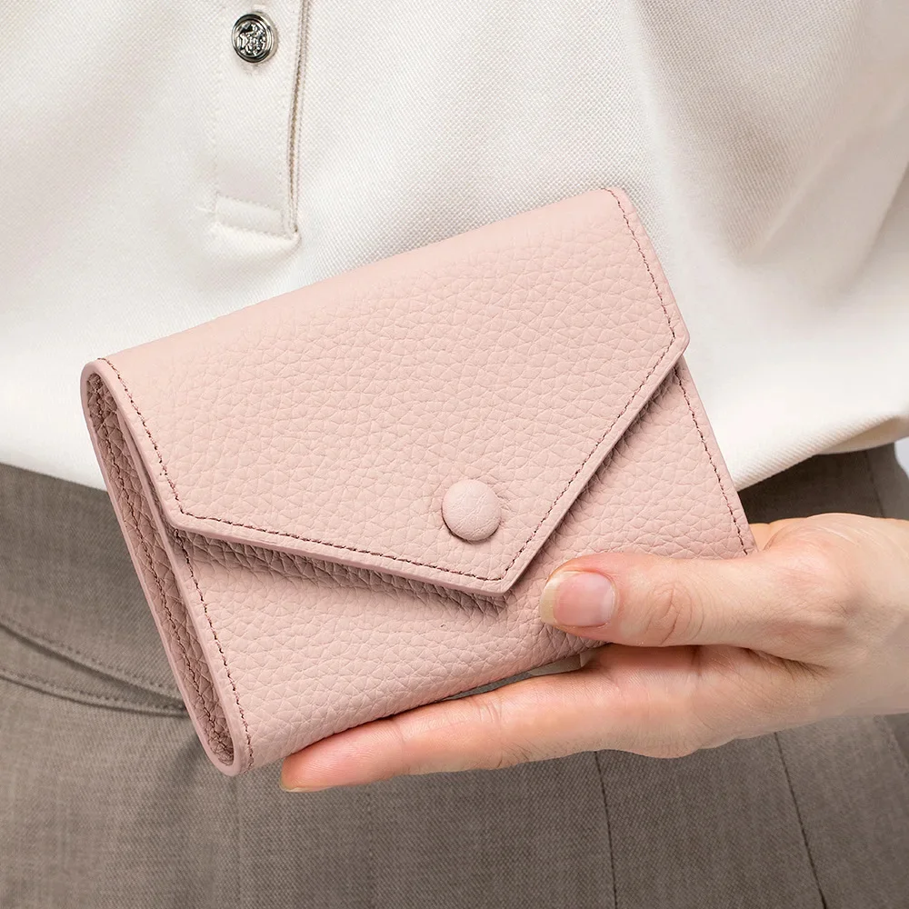 Portefeuille court en cuir véritable pour dames, fente multi-cartes, porte-cartes, porte-monnaie, mode