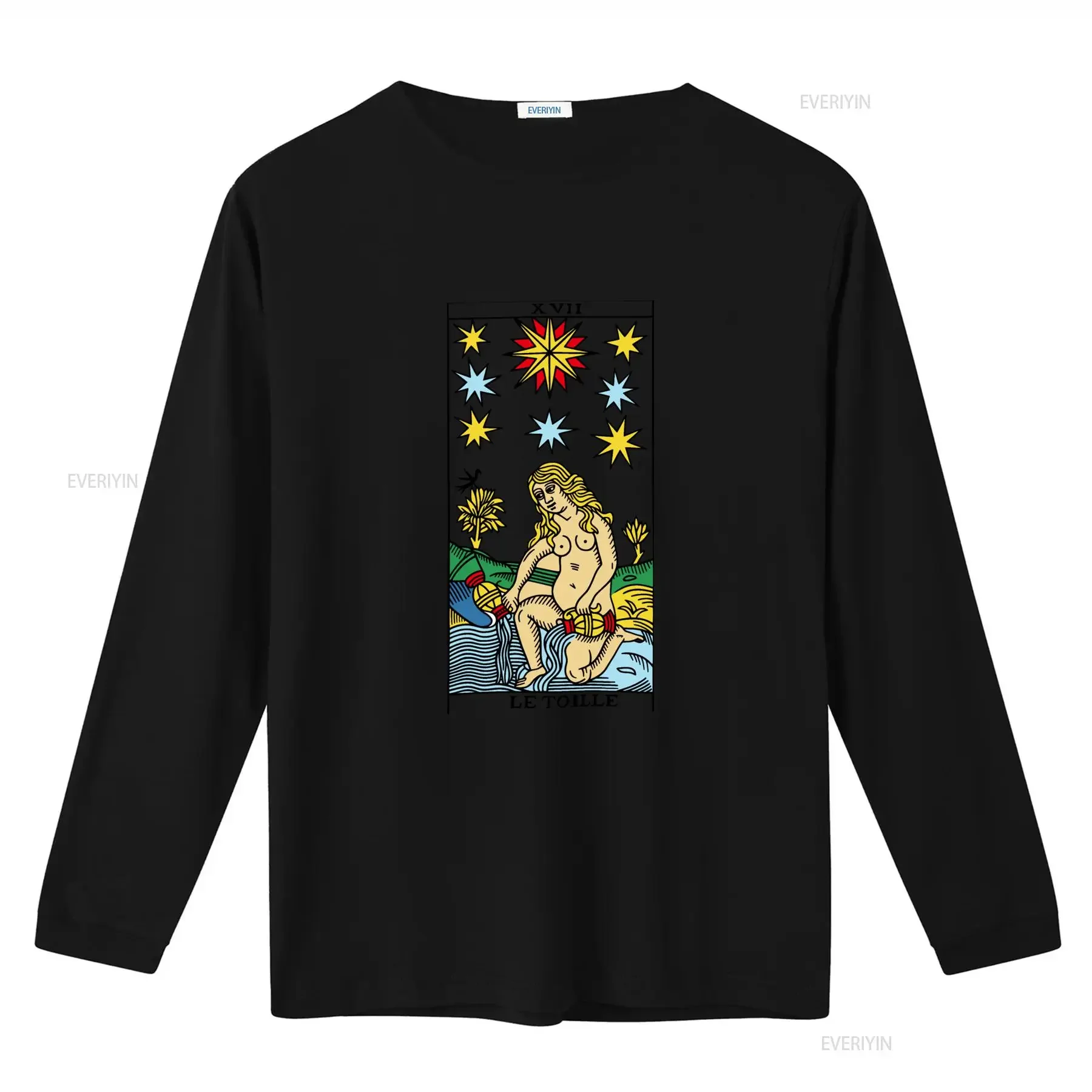 Tarot de Marseilles L étoile The Star Ultra Cotton T Shirt for Women vintage Washed Stylish designer clothes fashion Slightly