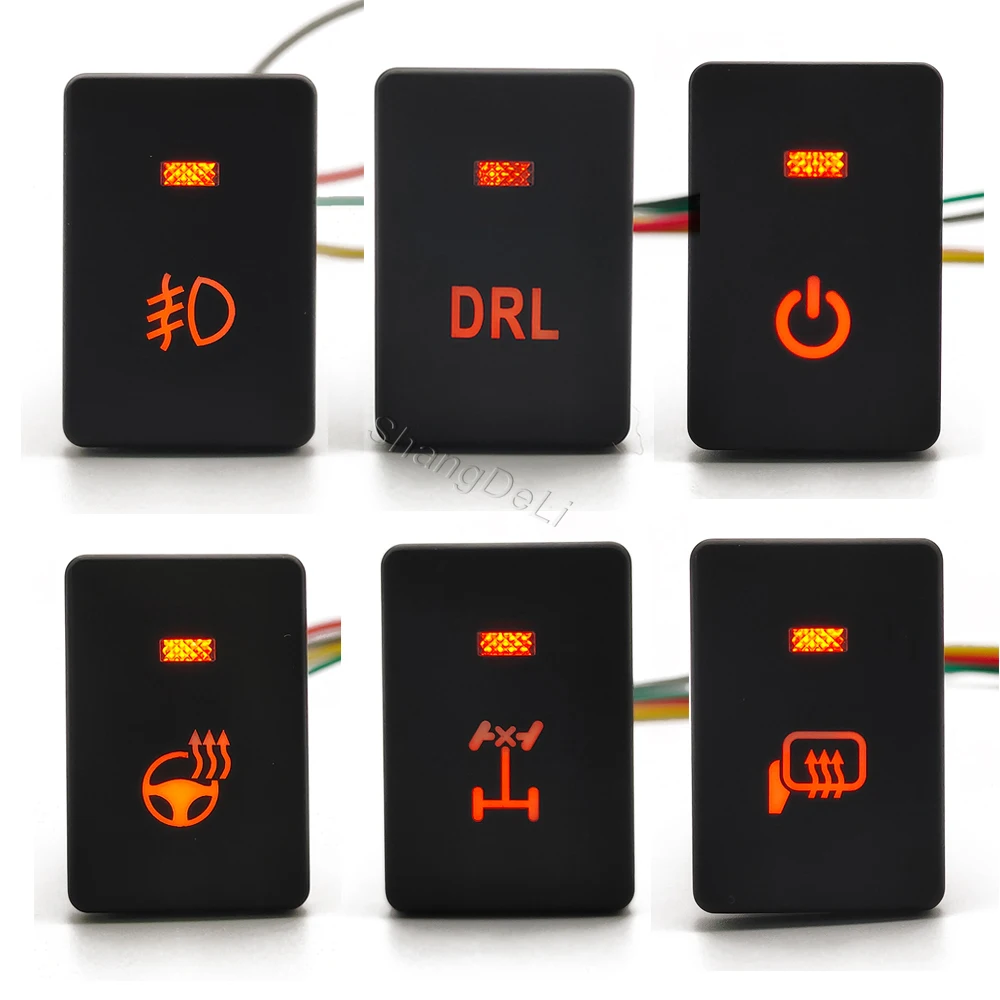 1 Piece Car Orange LED DRL Light Packing Radar Power On Off Camera Mirror Switch Button For Suzuki Jimny 2019 2020 2021 2022