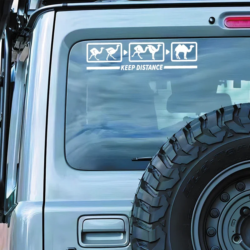 Keep Distance Ostrich Camel Car Sticker, Funny Waterproof Vinyl Decal for Rear Driver Safe Reminder Decor Accessories