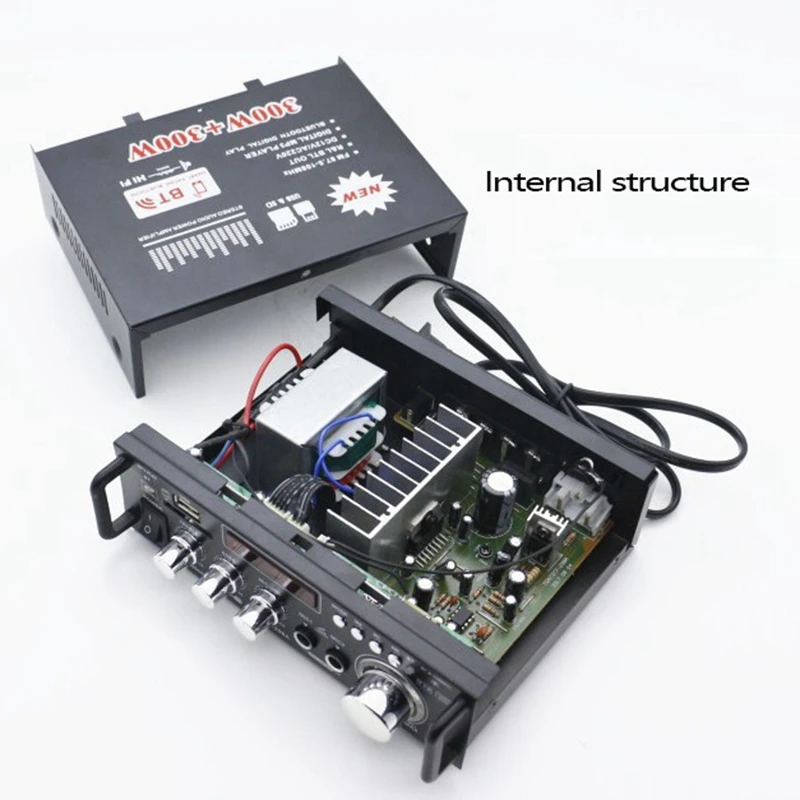 600W Bluetooth Stereo Audio Amplifier Car Home HiFi Music SD USB FM AMP 12V/220V