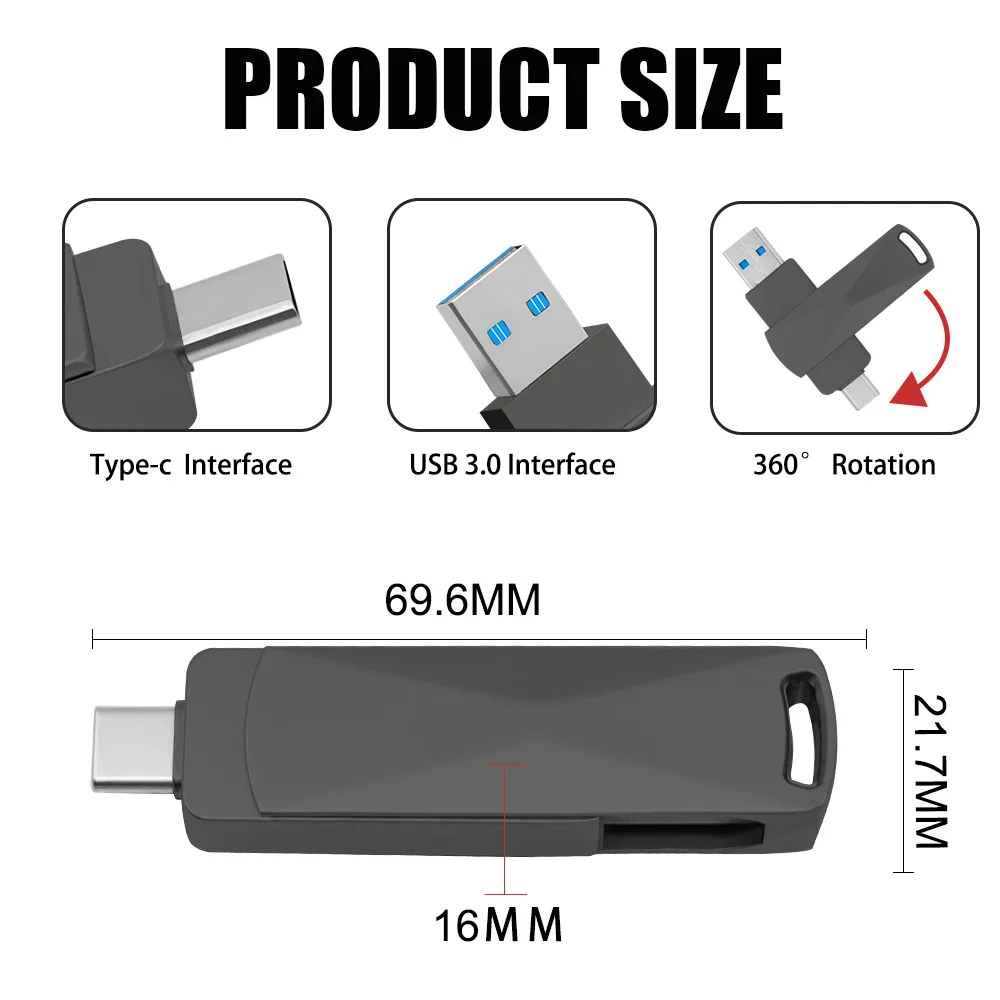 50 teile/los USB 3.0 Dual-Port-Flash-Laufwerk 3,0 GB otg Typ-C-Stift treiber 64GB Typ C für Laptop/MacBook/Tablet/Telefon-Druck logo – Detail 1
