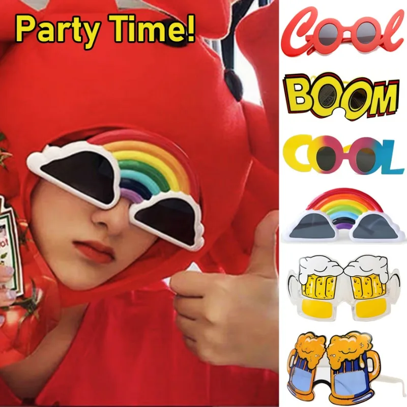 Lustige Party-Fotobrille, niedliches Bier, Regenbogen, Neujahr, Tanzparty, Zubehör, Fotokabine, Fotografie-Requisiten