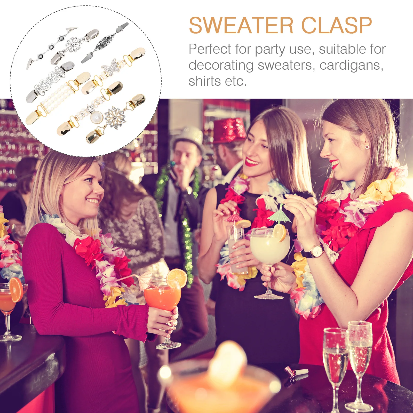 

8Pcs Vintage Sweater Clips Alloy Retro Cardigan Clip Fashion Clothing Shawl Accessories