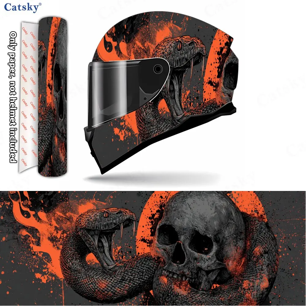 

Snake & Skull Storm Helmet Vinyl Wraps, Waterproof Scratch-Resistant Full Face Helmet Decals, Durable PVC Decoration Protection