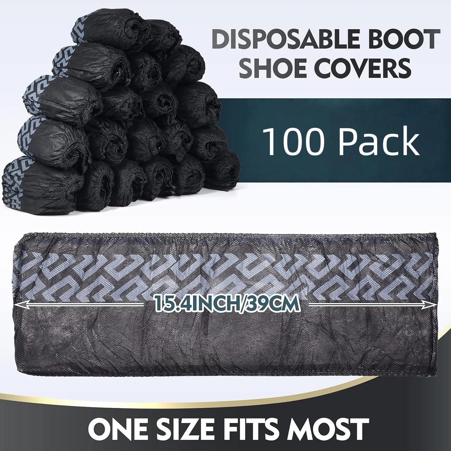 100 Pack Disposable Shoe Covers Non Slip Disposable Large Foot Booties Shoe Covers for Indoors Contractors Floor and Carpet Prot