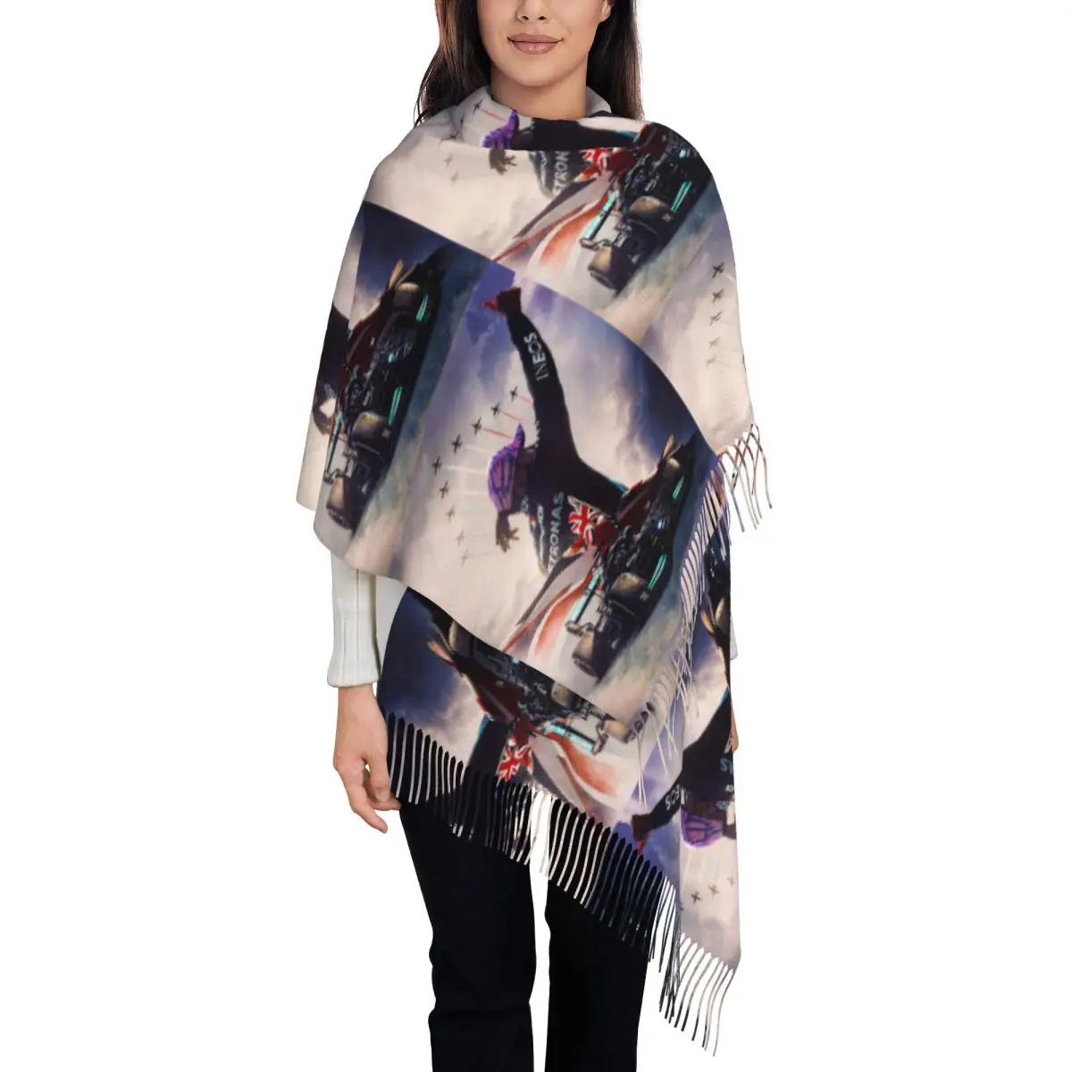 Glory Lewis Hamilton Art - F1 2024 Scarf Tassel Scarves for Women Soft Warm Shawls and Wraps Long Fall Winter Shawl Wrap