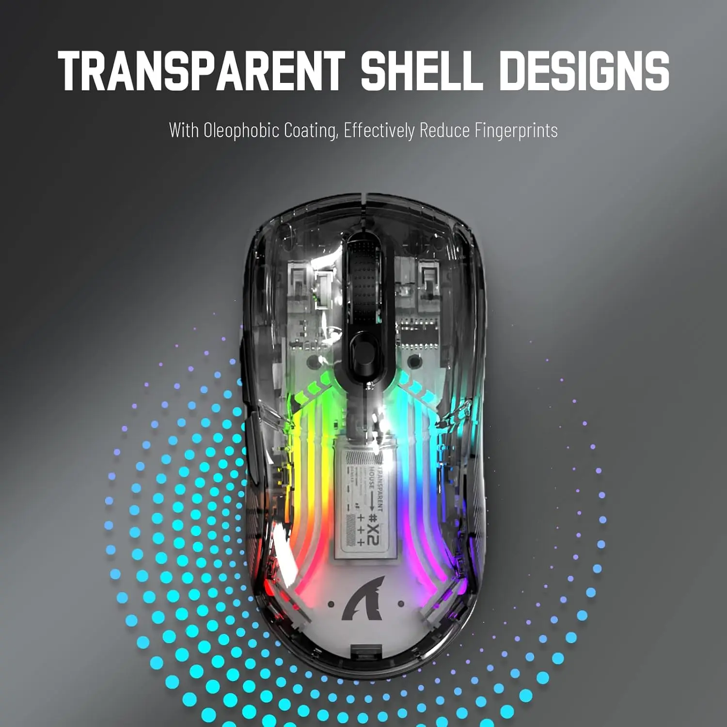 ATTACK SHARK X2 Draadloze Gaming Muis PC Transparante Shell Computer Muizen, Dual Mode BT5.0/2.4G, RGB Oplaadbare Mute Muis
