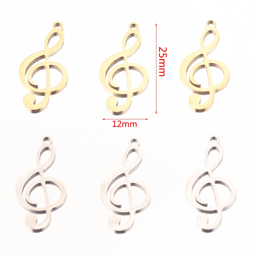 10pcs Gold-Plate Stainless Steel musical note Charms Cute Pendants for Necklace DIY Bracelet Jewelry Making Findings Wholesale