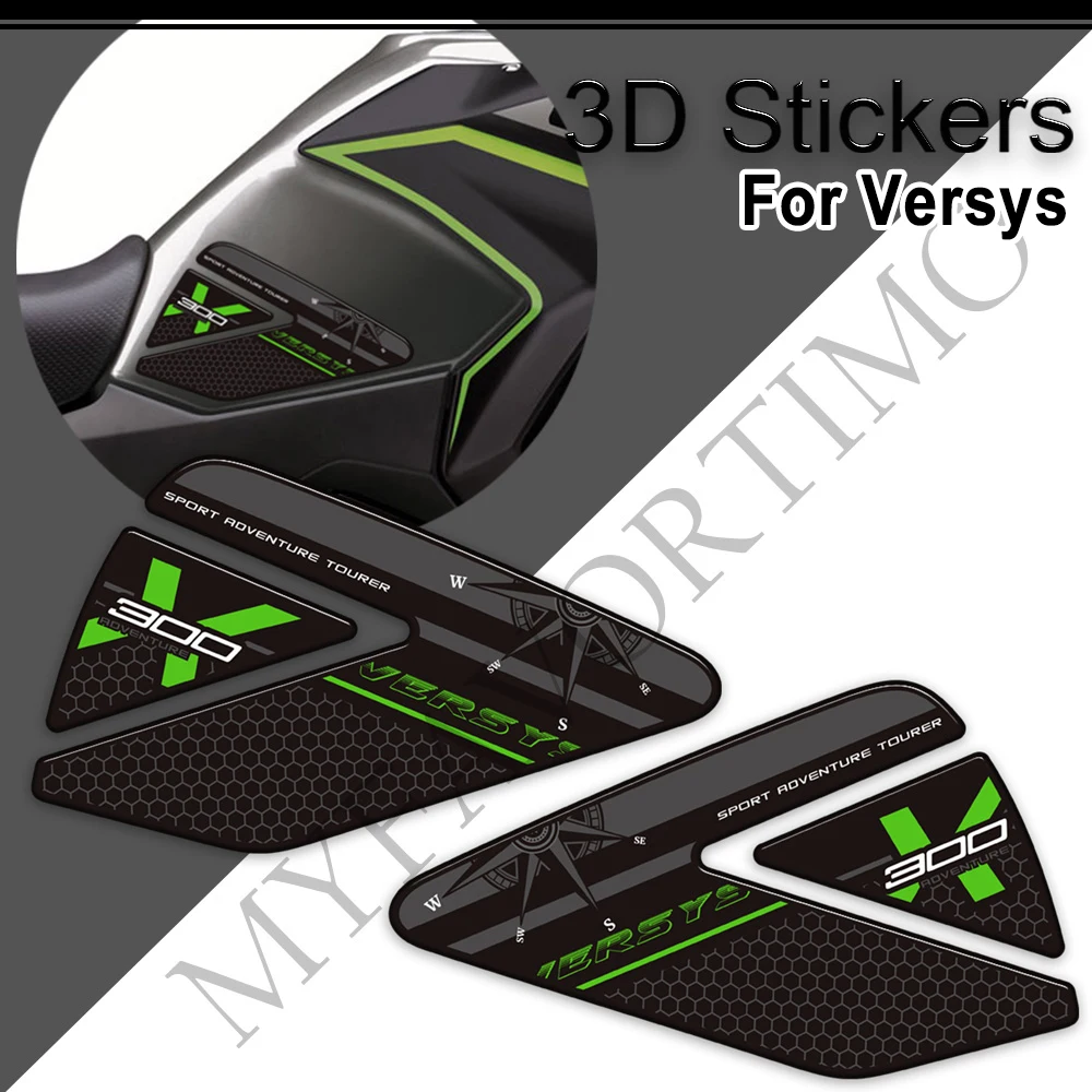 For Kawasaki Versys X 300 X300 Motorcycle Tank Pad Grips Sticker Gas Fuel Oil Kit Protector Knee Decals