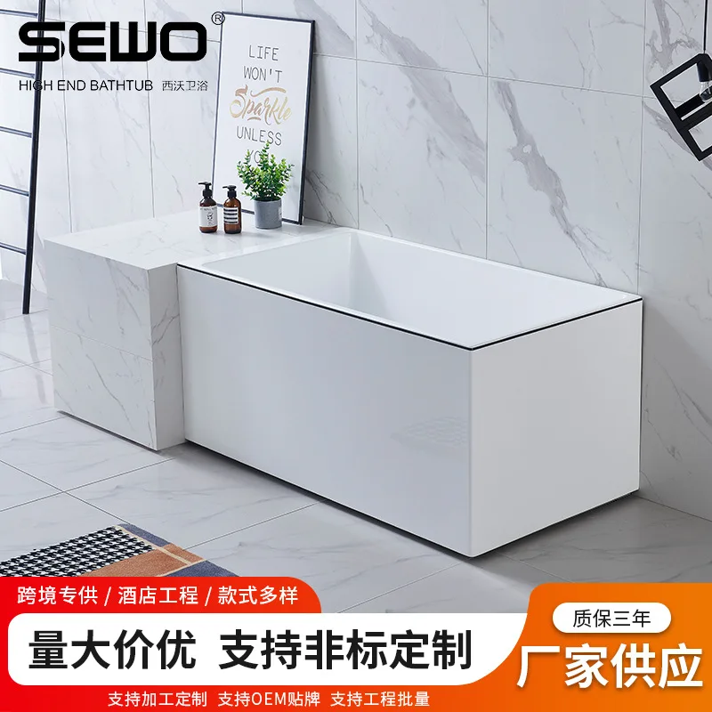 

Square Acrylic Japanese Bath, Independent Family Small Apartment Bathtub, Deep Soaking Hotel Soaking Integrated Bath