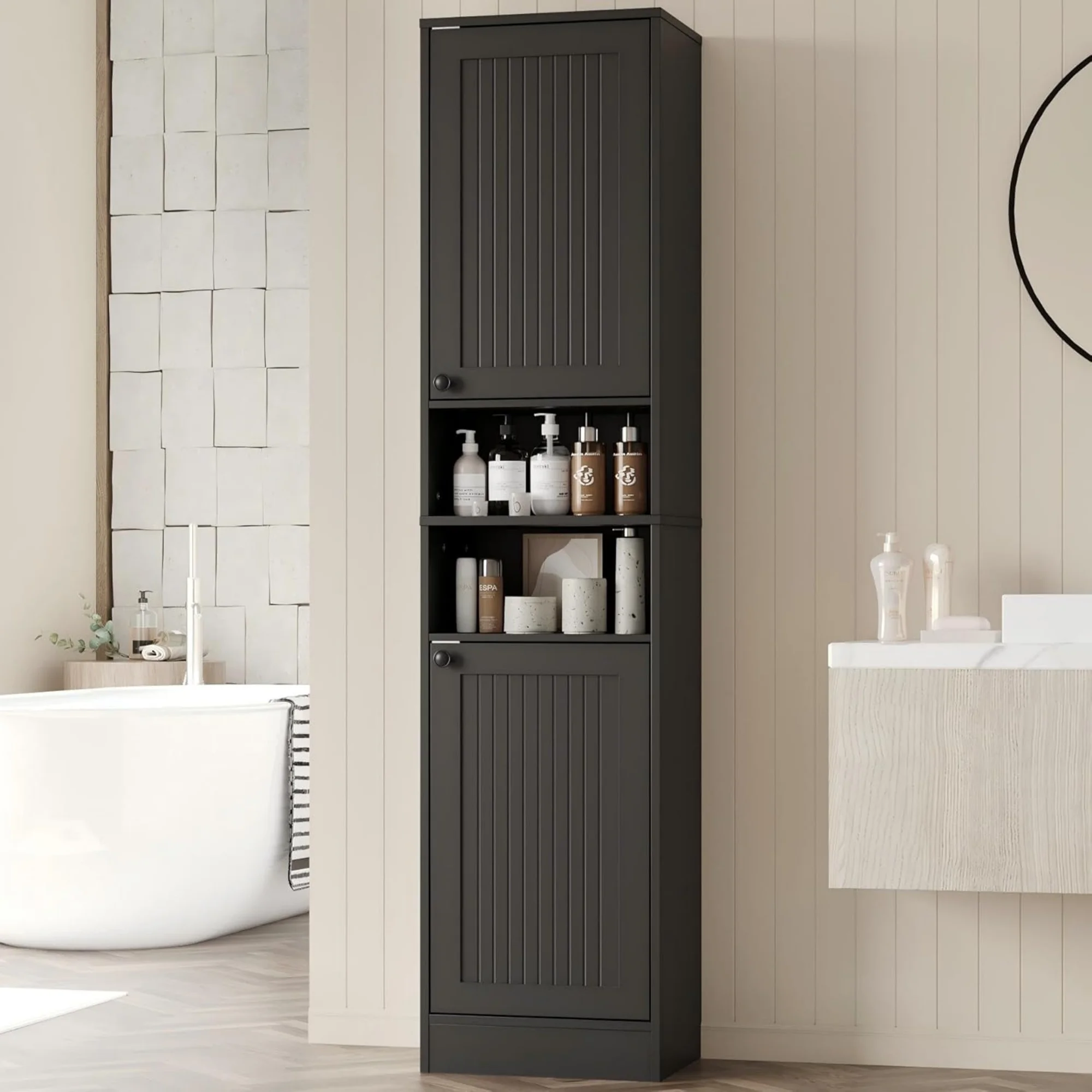 Tall Farmhouse Storage Cabinet 1
