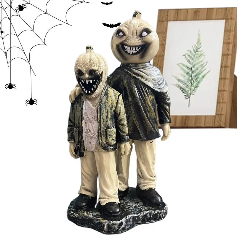 

Pumpkin Man Figurines Halloween Pumpkin Man Resin Horror Figurines Standing Pumpkin Man Scary Halloween Decoration accessories