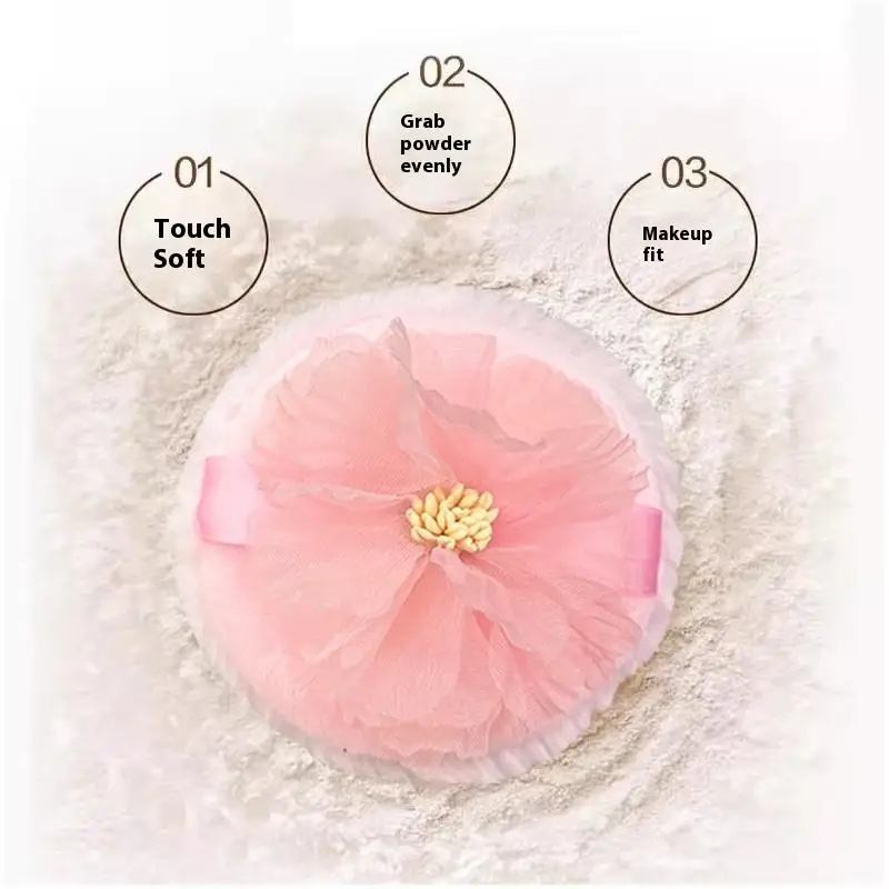 {MX} ruban fleur double face velours flocé poudre libre bouffée Ultra grand doux moelleux corps maquillage poudre bouffée outils cosmétiques