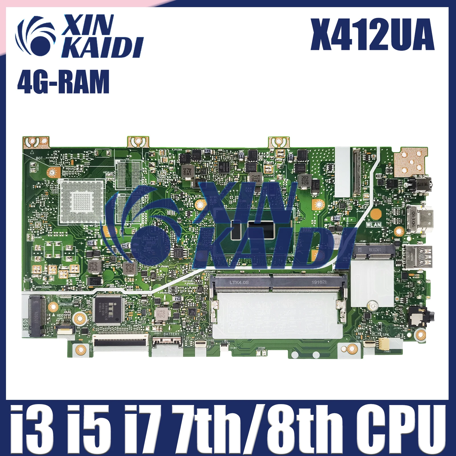 

X412UA Laptop Motherboard For Asus Vivobook F412U J412U A412U X412UB X412UF Mainboard CPU i3 i5 i7-7th/8th Gen 4G-RAM