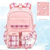 Protecting The Spine Ergonomics Elementary School Students Girls Checkered Backpack Large Capacity Lightweight Waterproof 5