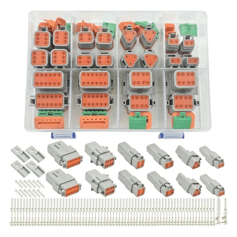 -[33A tvdae] DT 2 3 4 6 8 12 Pin Electrical Connectors, 215 PCS Deutsch Connector Kit, IP67 Waterproof Plug
