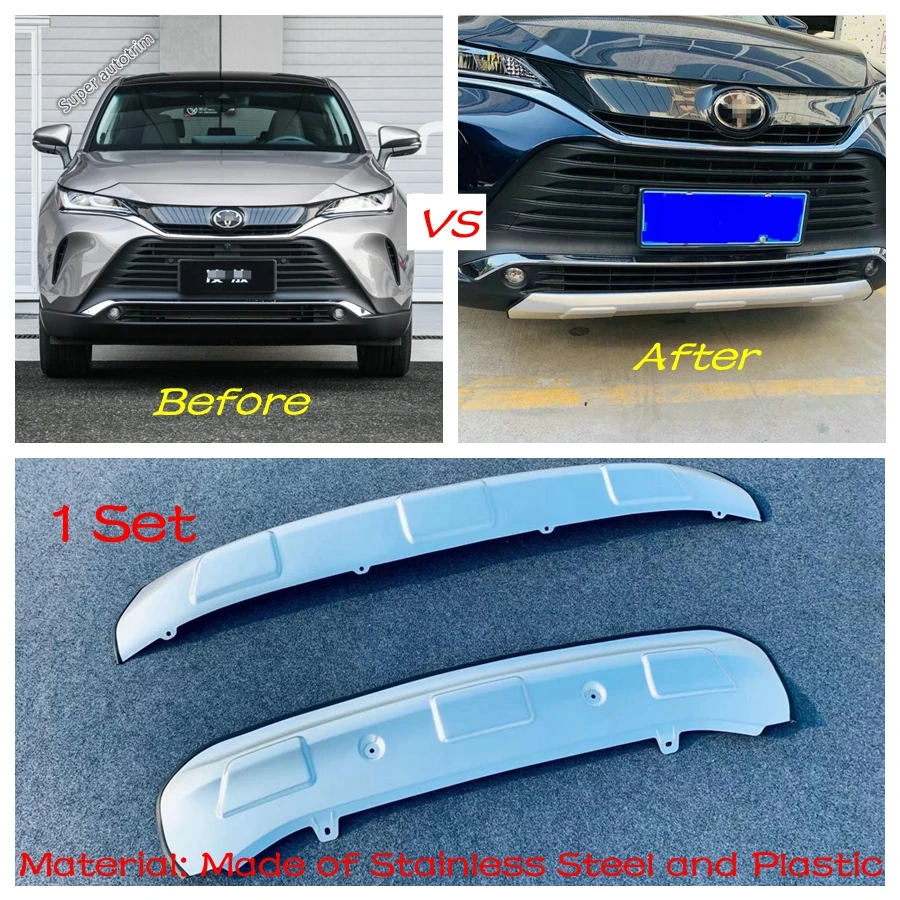 Front Rear Bumper Protector Skid Plate Cover Stainless Steel + Plastic Accessories Fit For Toyota Venza / Harrier 2021 - 2024