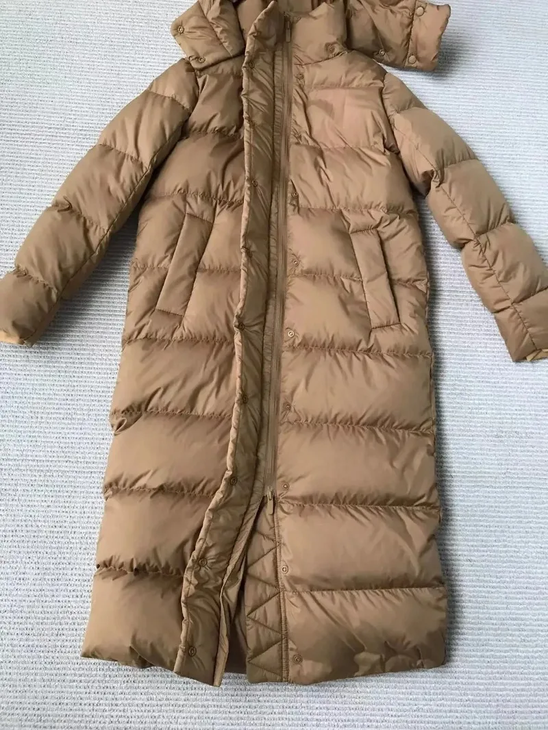 Otoño e Invierno nueva chaqueta de plumón negra de longitud media abrigos de invierno para mujer