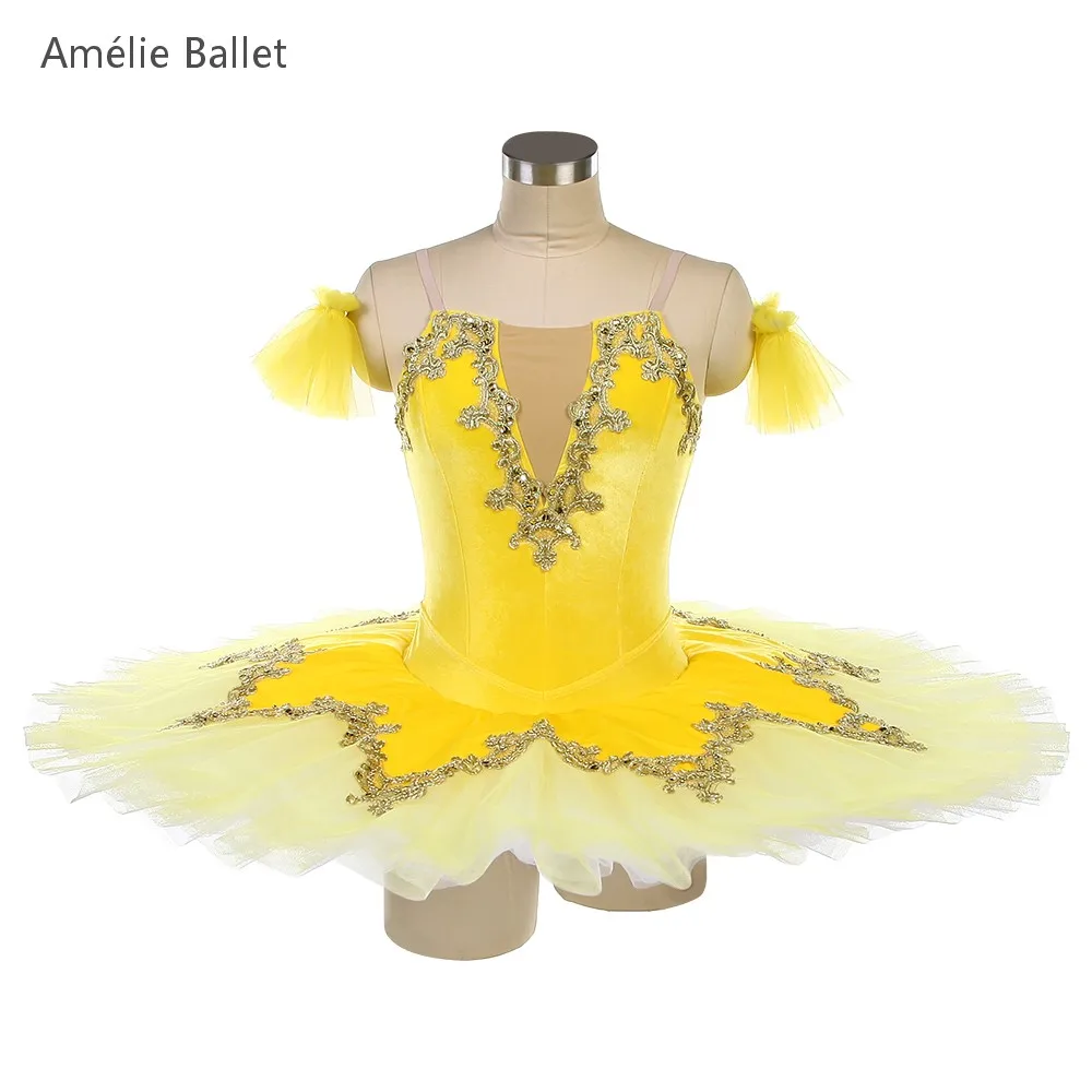 

BLL074 Yellow Velvet Pre-professional Ballet Tutu Girls & Women Stage Performance Ballet Tutu Ballerina Dance Costume Tutu