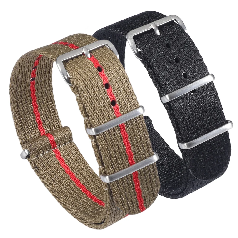 Hochwertiges Nylon-Uhrenarmband 20mm 22mm Single Pass One Pass Uhrenband Weiches Glattes Stoff-Geripptes Uhrenarmband Zubehör für Herren