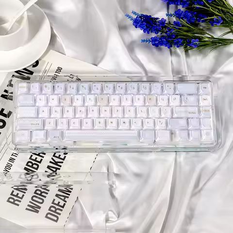 Crystal Winter Letter&nbsp;keycaps Dye-Sublimate KDA Profile PBT+PC Keycaps Blue Custom For MX 65/75 Mechanical Keyboard