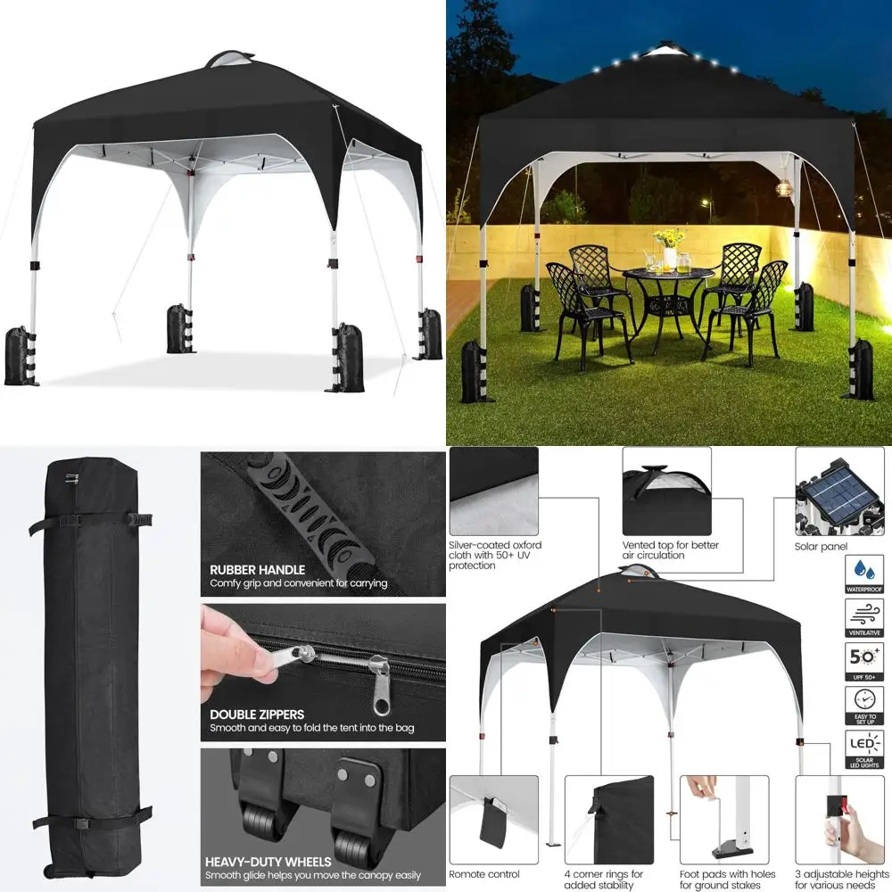 

Портативная уличная палатка с навесом 10x10 и солнечными светодиодными фонарями, простой навес от солнца для мероприятий и садоводства