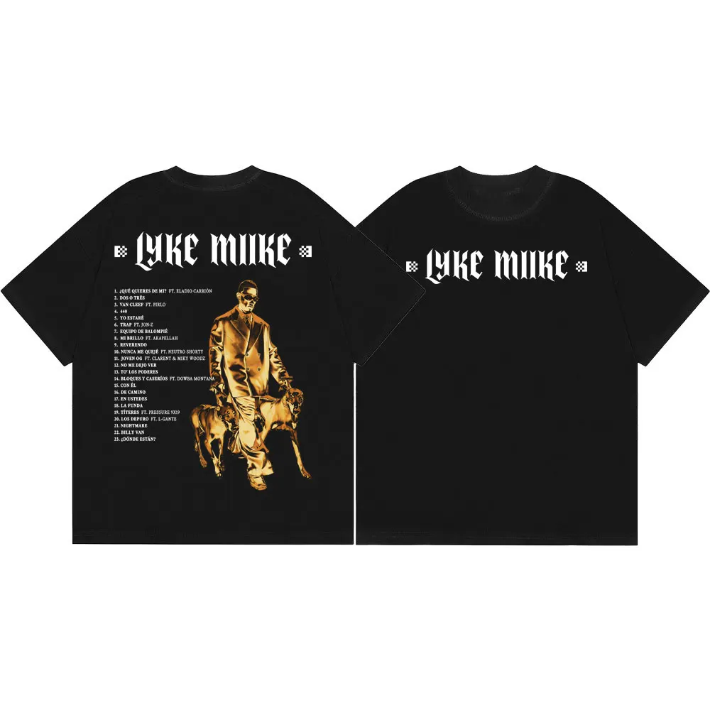 Rapper Myke Towers Album Merch T-shirts Men Women Hip Hop Vintage Short Sleeve T-shirt High Quality Fashion Oversized T Shirts