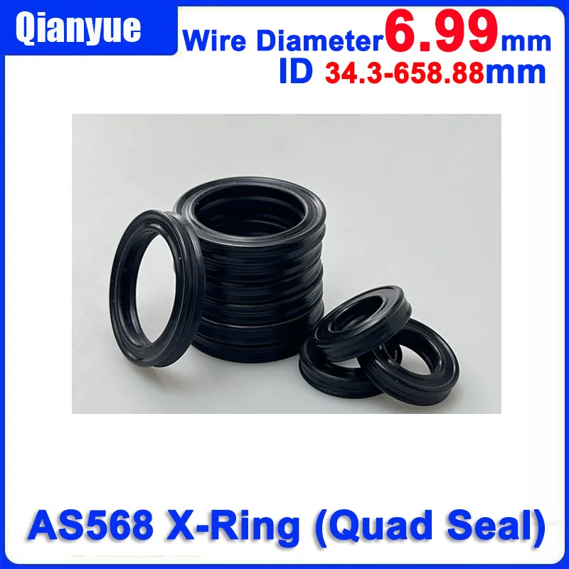 AS568 X-Ring 6,99mm Kabeldurchmesser 34-658mm - Öl- und verschleißbeständiger Quad-Dichtungsring, Hochtemperatur-FKM/NBR für Hydraulik/Pneumatik – Detail 3
