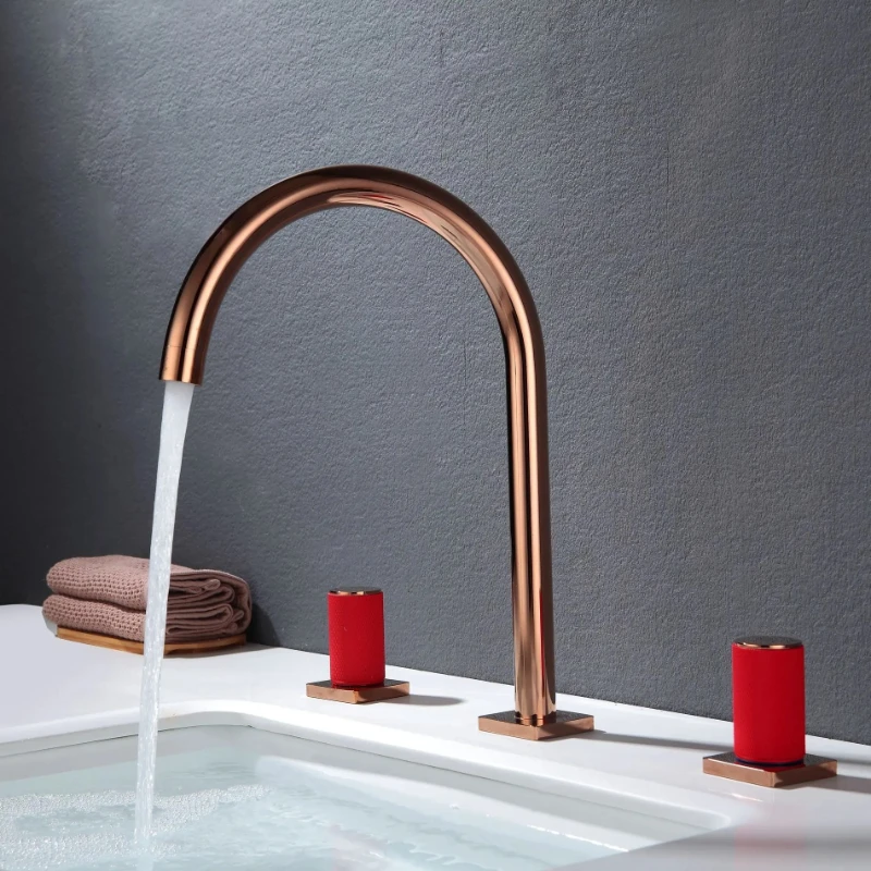 Three-hole split dual-control hot and cold personalized copper faucet