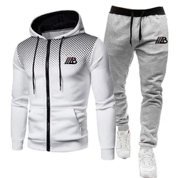 Fashion Men Clothing Zipper Tracksuit Men's Hoodies+Pants Two Pcs Sets Mens Running Sets Jogging Sportswear Jogger Sports Suits