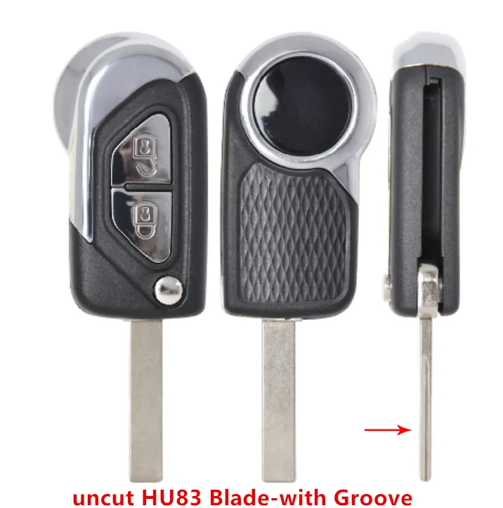 

KEYECU Replacement High quality Folding Remote Key Shell Case 2BTN Uncut HU83 Blade With Groove for Citroen C3 DS3 for Puegeot