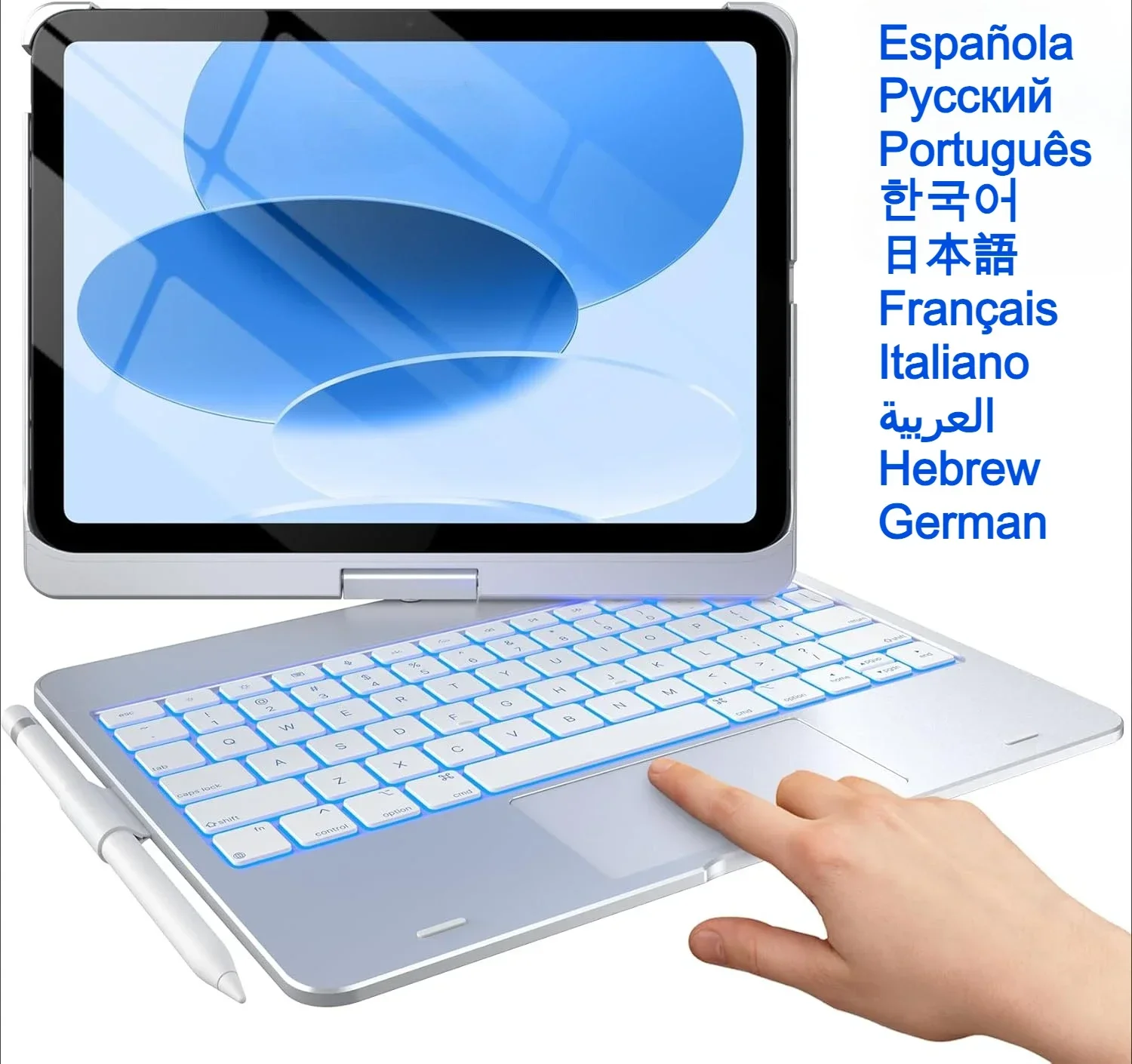 Backlit 360° Rotatable Multi-Touch Keyboard Case for IPad 11th 10th Generation 11