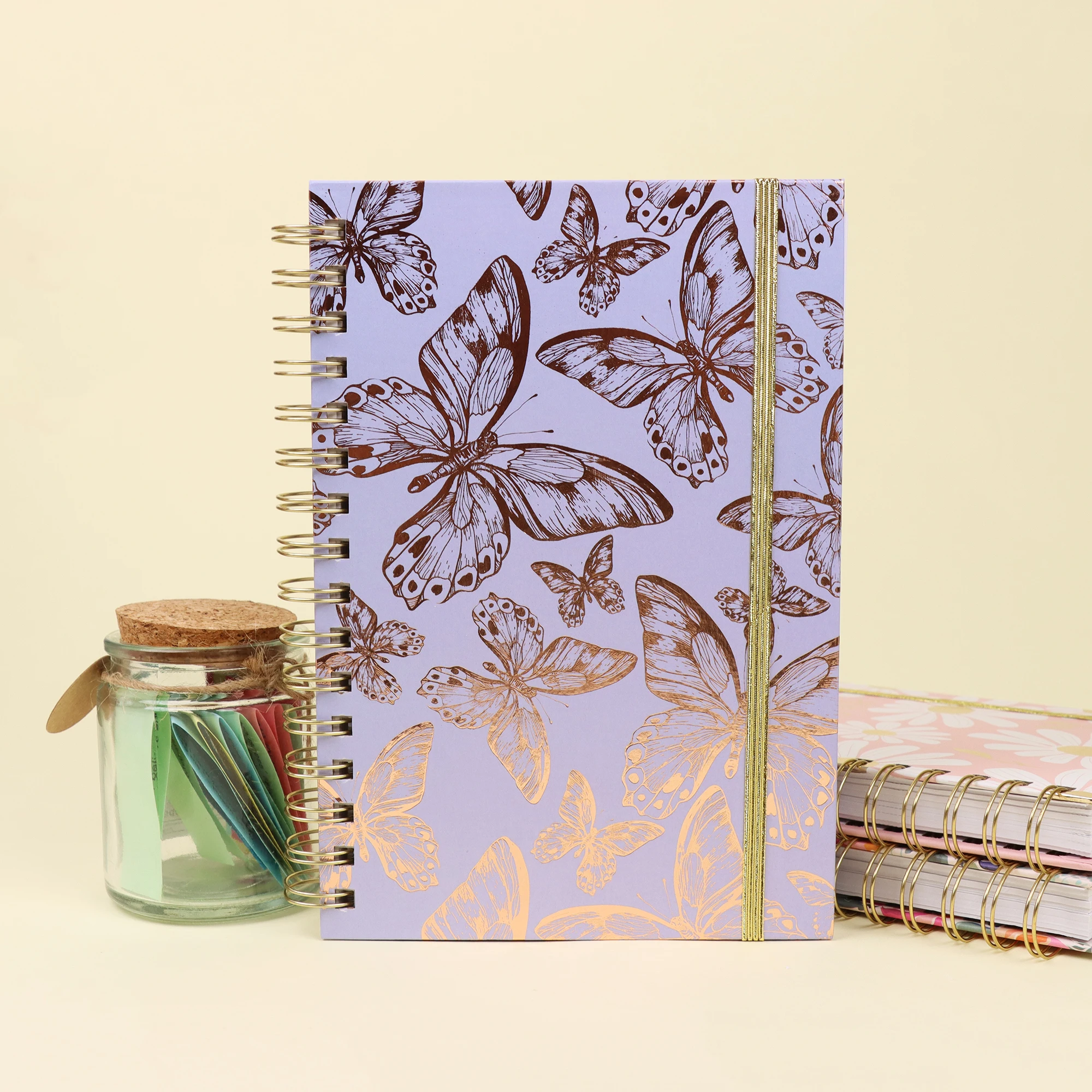 Hardcover Spiral Notebook Coil Notebook Hand-painted Flowers With Notebook Ladies Diary University Horizontal Line