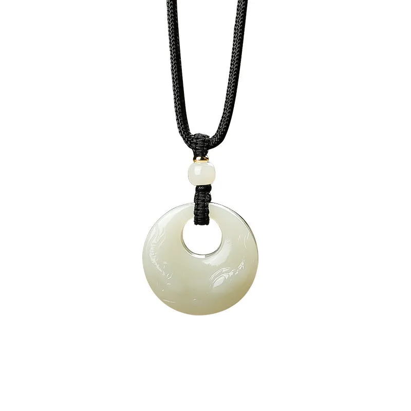Natural Hetian Jade Double Fish Peace Buckle Pendant Men Women Jade Necklace Pendant Couple Gifts