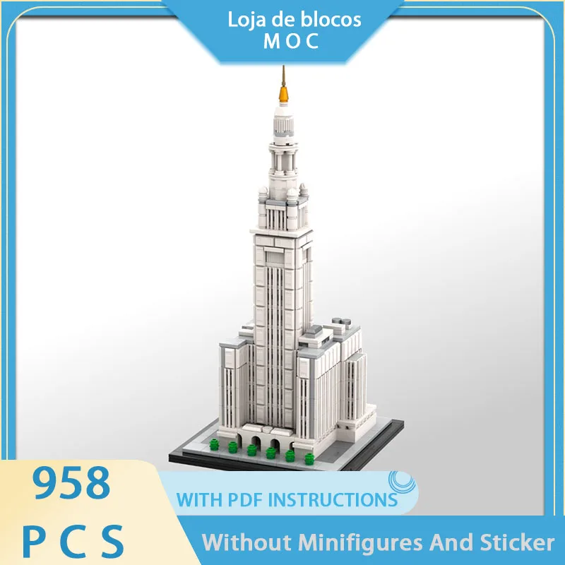 Exquisite new MOC building block street view model Cleveland Terminal Tower technology modular holiday gift toy DIY assembly set