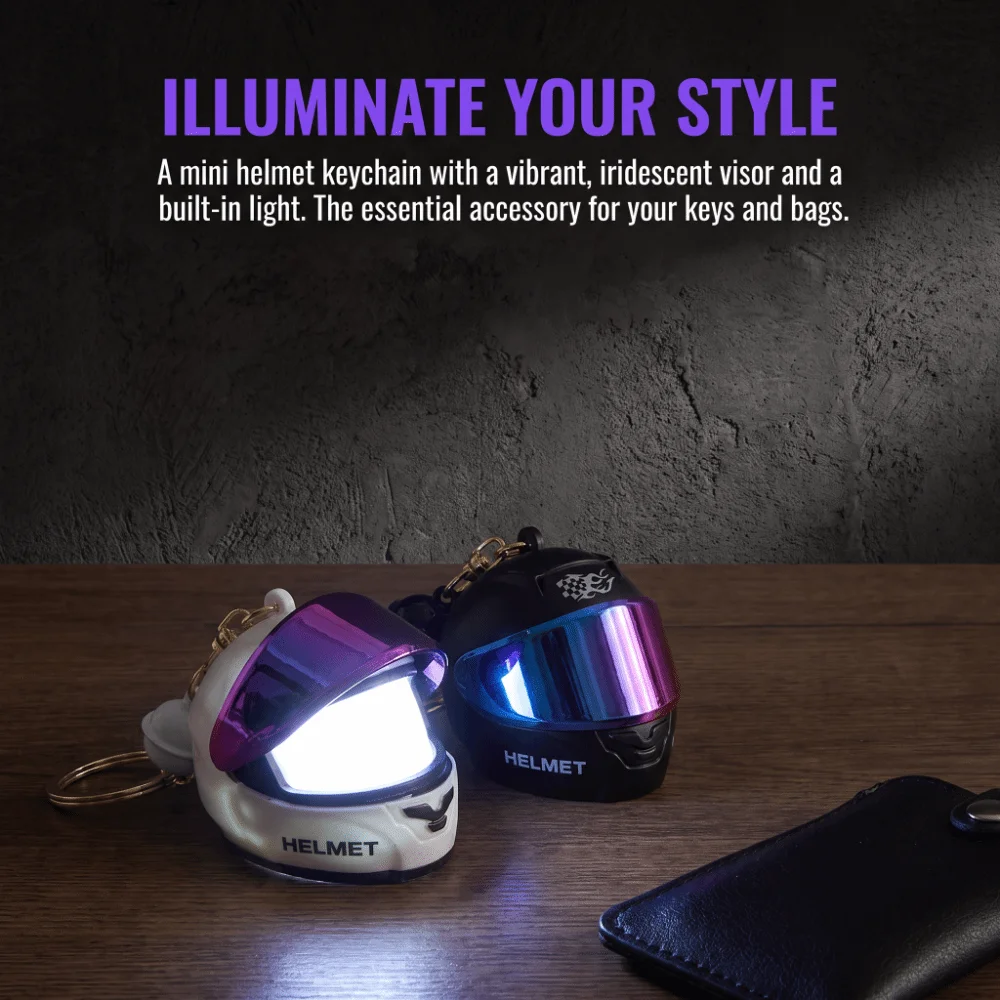 Fashion Luminous Motorcycle Helmet Keychain Color Gradient Matte Key Ring Solid Color Lightweight Key Pendant Gift