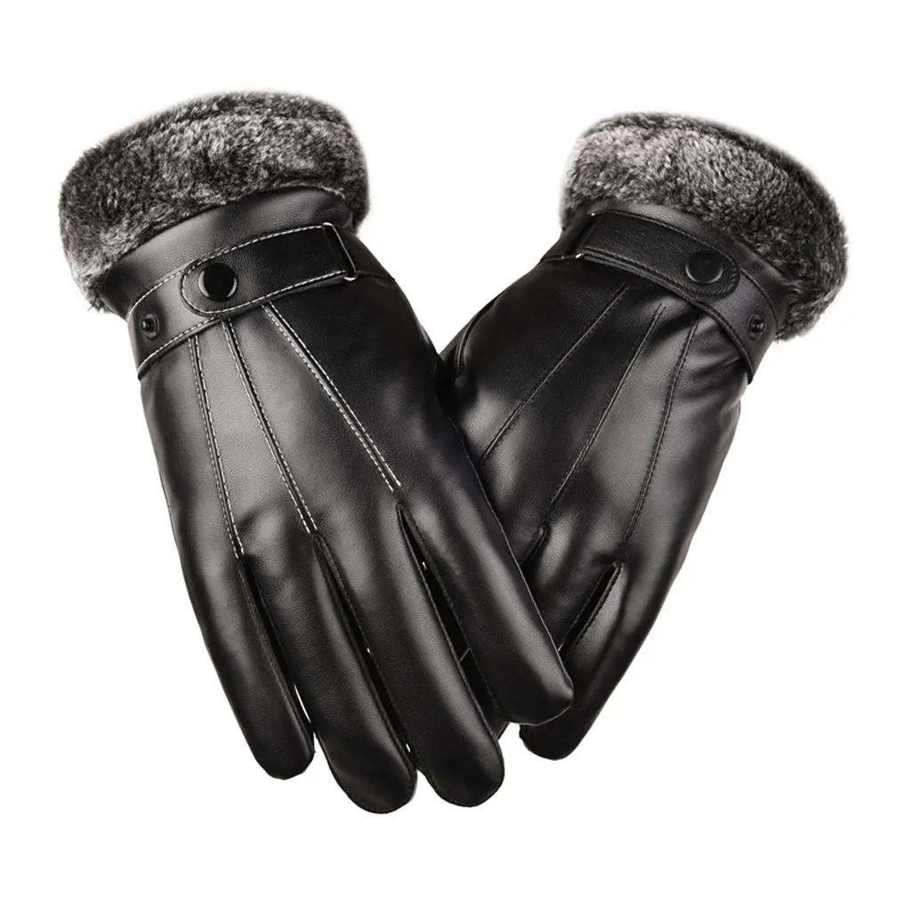 Men Leather  Winter Warm Motorcycle Ski Snow Snowboard Gloves