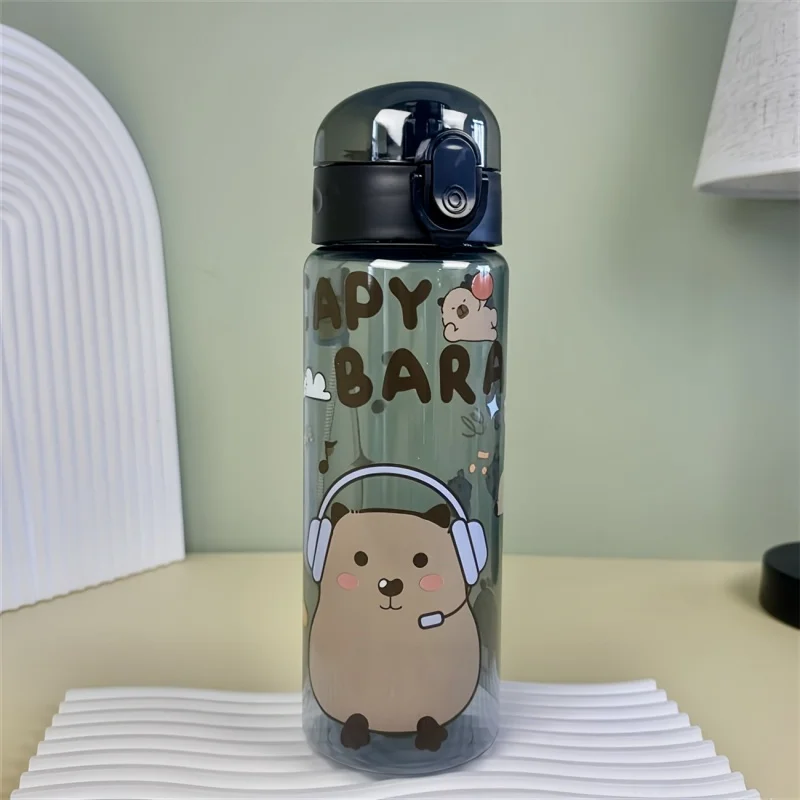 780ml Capybara Transparent Cute Cartoon Water With Carry Strap Leakproof Portable Outdoor Drinking Cup Sports Bottle_maomaolike.com