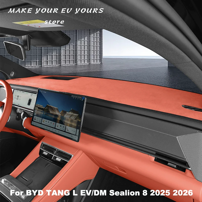 

For BYD TANG L EV/DM Sealion 8 2025 2026 Suede Leather Dashmat Car Dashboard Cover Pad Dash Mat Accessories LHD