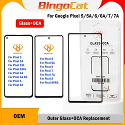 Novecel 10pc For Google Pixel 8A 8 8Pro 7Pro 7A 6 6A 7 5 5A Outer Glass Lens Front Vidro With OCA Goose Screen Panel Replacement