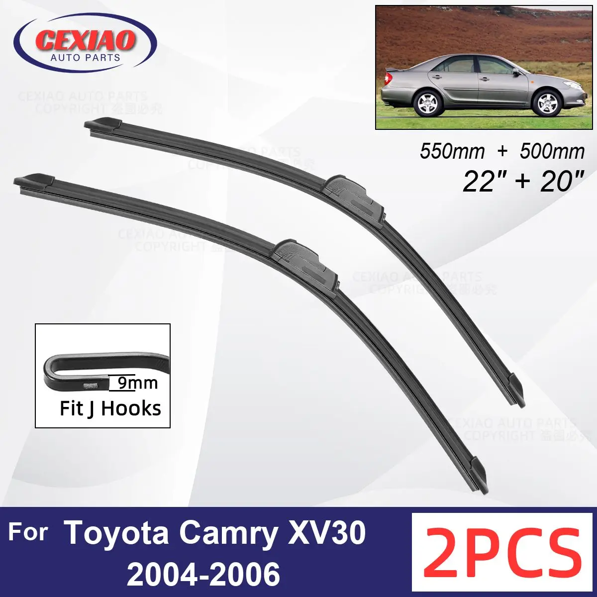 

Car Wiper For Toyota Camry XV30 2004-2006 Front Wiper Blades Soft Rubber Windscreen Wipers Auto Windshield 22"+20" 550mm + 500mm